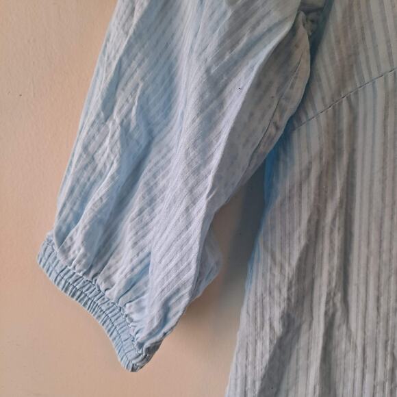 Soft Sorrounding Womens Blue Split Boat Neck Half Sleeve Striped Top - Size M - Picture 5 of 7